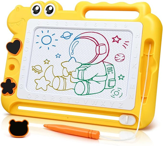AiTuiTui Magnetic Drawing Board Toddler Toys Gift for Girls Boys, Color Sketch Writing Scribble Doodle Pad Travel Games, Educational Learning Kids Toys for Birthday or Valentine (Yellow)