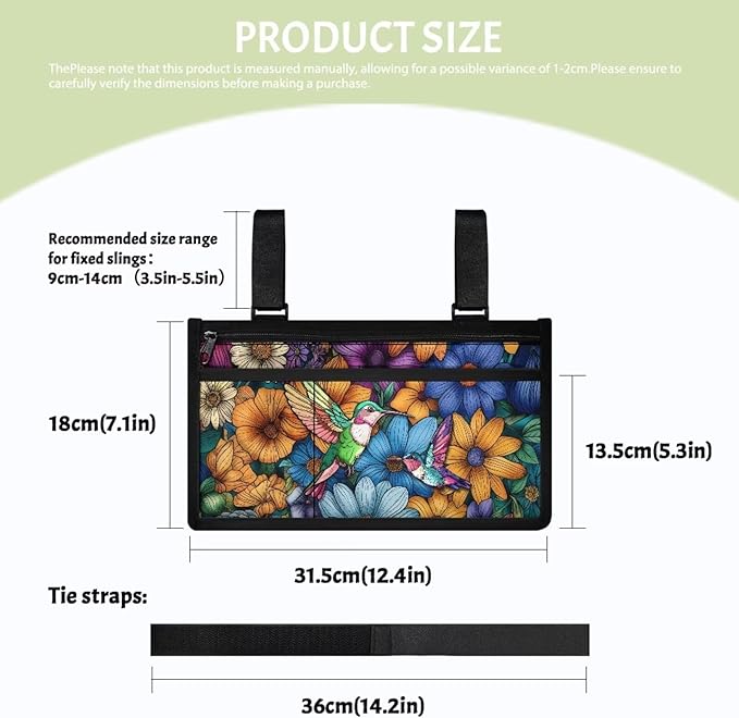 ZOUTAIRONG Sunflower Bird Wheelchair Side Bag Power Wheelchair Bag Walker Bag Walker Organizer Pouch Tote for Rollator and Folding Walker Wheelchair Bags to Hang on Side Wheelchair Accessories