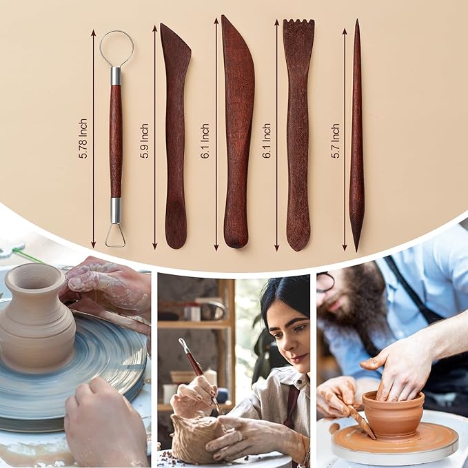 Amrules Clay Tools Kit, 27 PCS Red Pottery Tools, Practical Polymer Clay Sculpting Tools Kit, Air Dry Clay Tools Set for Adults, Pottery Craft, Dotting, Carving, Drawing, Molding, Modeling, Shaping