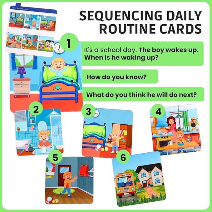 Sequence for Kids Daily Routine Cards Speech Therapy Material Social Development and Sentence Building for Kids ABA Therapy Material Speech Therapy Game English Language Bilingual Learners ESL