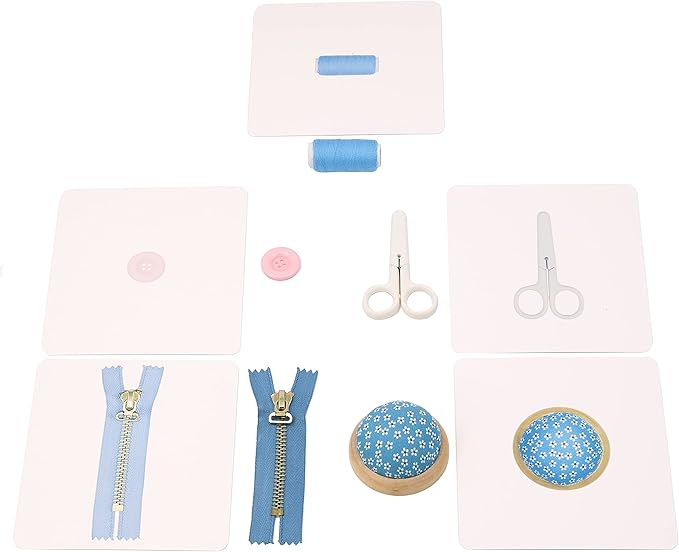 Kiddison Montessori Language Materials Objects with Identical Cards Matching Game Minitures Flash Cards Cleaning Tools Hair Accessories Sewing Items (Sewing Items)