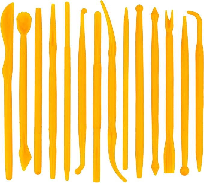 14 Pieces Clay Modeling Tool Kit Plastic Reusable Double-Sided Ceramic Pottery Tools for Shaping and Sculpting Clay Decorating Sticks Supplies Kit for Beginners Kids Adults