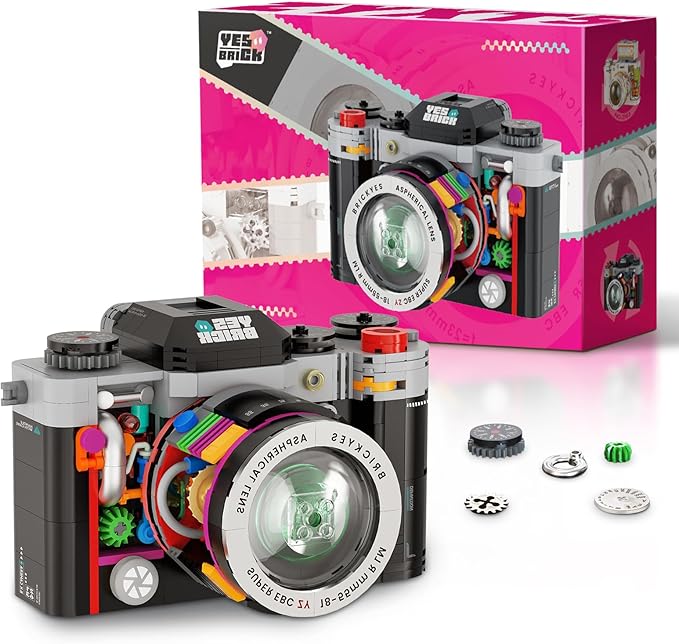 Retro Camera Mini Building Set for Adults, Black Classic Vintage Camera Model, Creative Gifts Toys for Boys Girls 8-12 (556 pcs)