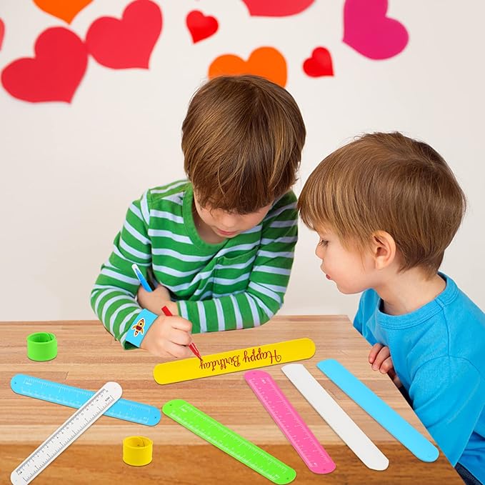 FOIMAS 20pcs Ruler Slap Bracelets for Kids,Silicone Snap Bracelet Wristband for Boys Girls Party Favor Supply Classroom Prize