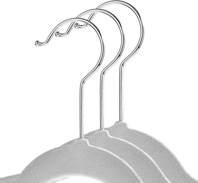 Casafield 50 Velvet Kid's Hangers - 14" Size for Children's Clothes - Gray