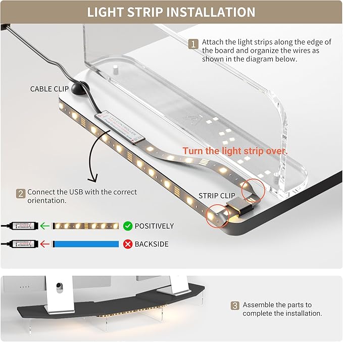 AFOOYO LED Dual Monitor Stand Riser for 2 Monitors, Office Desktop Wooden Stand Adjustable Length and Angle 3 Shelf, Extra Long Multifunctional Stand up to 44.4" for Computer, Laptop, TV, Black