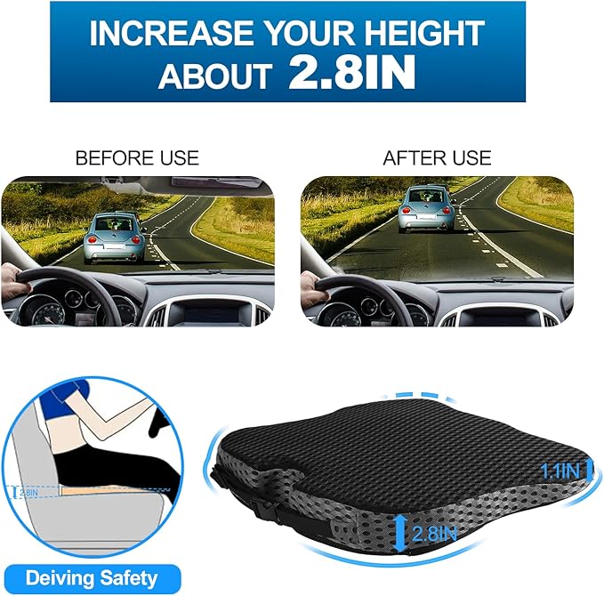 Hapiclody Car Seat Cushion for Driving,Office Chair Cushions Non-Slip Hip & Lower Back Tailbone Chair Pillow Pad,Memory Foam Seat Cushion for Car Seat Driver Truck Desk Wheelchair