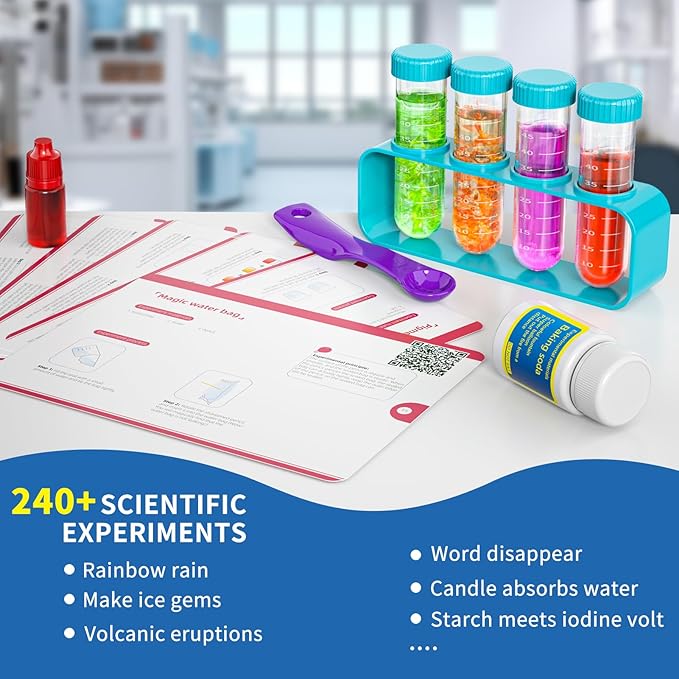 240+ Lab Experiments Science Kit for Kids 4-6-8-12, STEM Educational Scientific Toys for Boys Girls with Lab Coat Scientist Costume & Goggle, Chemistry Set Birthday for Kids Boys Girls