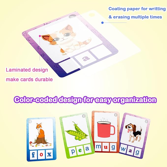 Phonics Sight Words and Spelling Games, Phonics Game Pad for Kids Ages 4-6, CVC Word Writing Activities, Preschool to Kindergarten Educational Toys, Learn to Read for Toddlers 3-6 Years Old