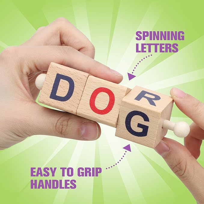 TOY Life Montessori Toys for 1 2 3 Year Old, 6-12 Months Baby Alphabet Flash Cards for Toddler, Reading Spelling Games, CVC Words for Kindergarten Preschool Learning & Education Activities Toy for Kid