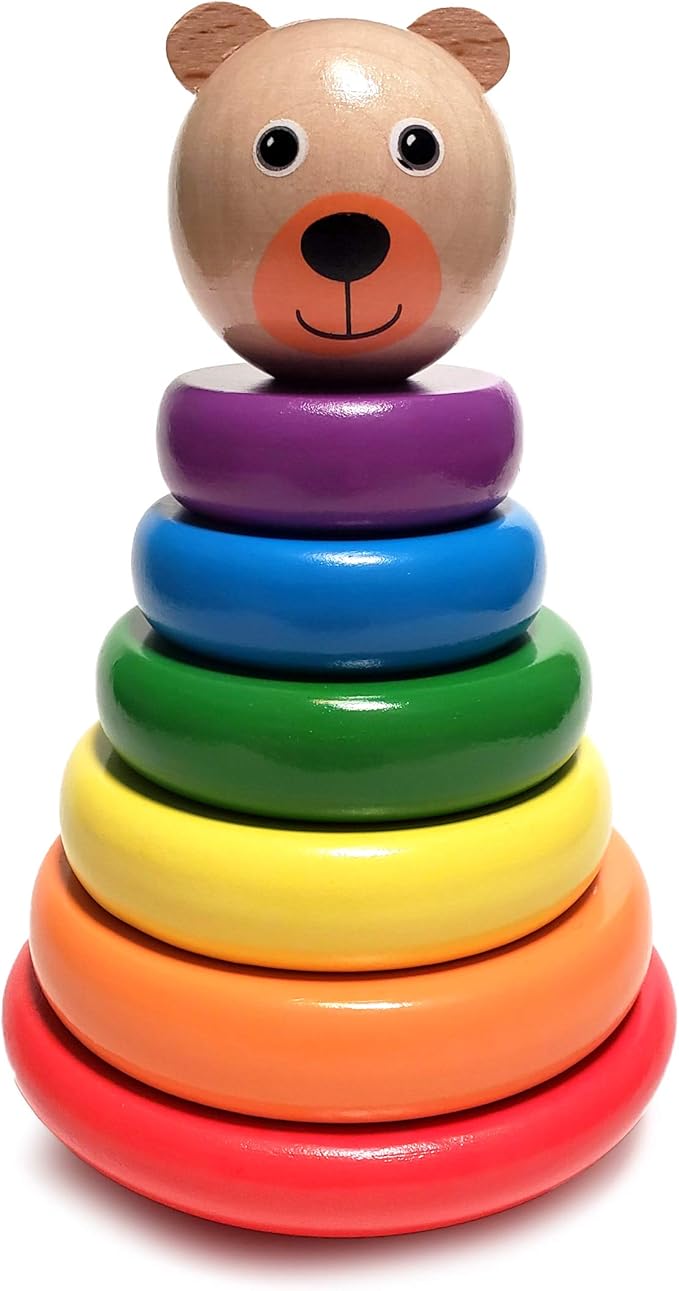 Baby Toys Wooden Stacking Rings - Bilingual Educational Toys for 2 Year Old | Learn Rainbow Colors in English & Spanish | Wood Building Blocks with Toddler Games Learning Activities Ebook