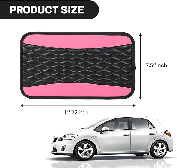 ongfuwu Car Center Console Cushion Pad, 12.72"×7.52" Leather Waterproof Auto Armrest Seat Box Protector, Car Center Console Cover, Universal Interior Decor Car Accessories for SUV Truck (Pink)