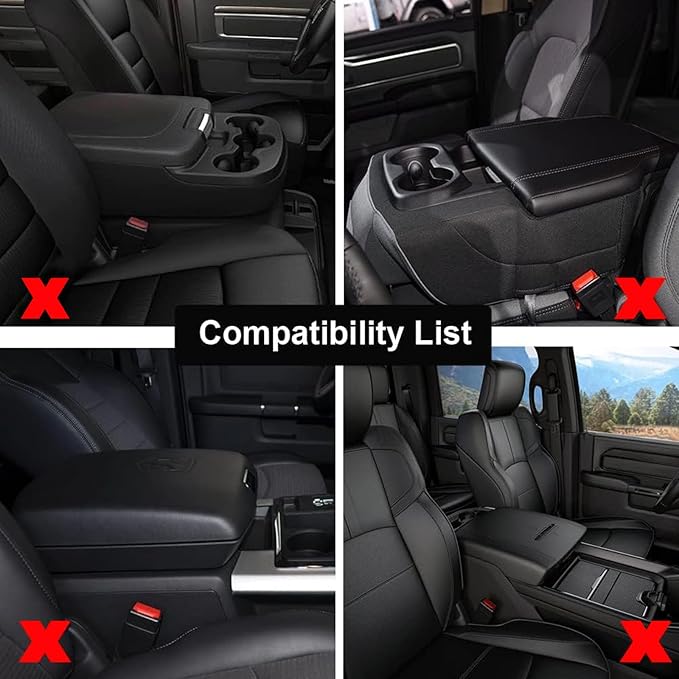 GIANT PANDA Custom Fit Center Console Cover for Dodge RAM 1500 2500 3500 2002-2012 with Jump Seat - Waterproof Armrest Center Cover - Full Protection,Grey