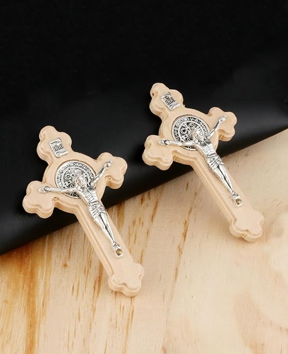 COTTVOTT Wooden Christian Jesus Cross/Orthodox Crucifix Charms Pendants for Rosary Necklace, DIY Jewelry Making Accessories Parts