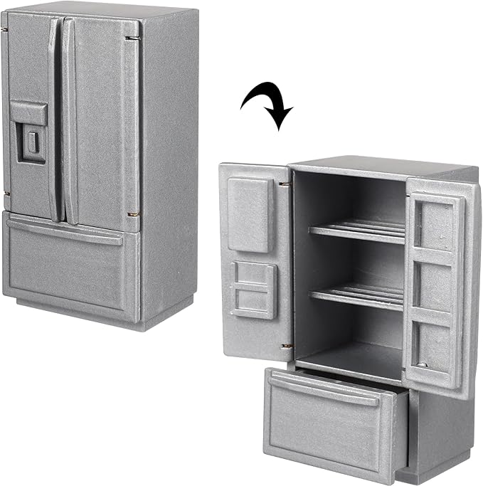 ibasenice Miniature Dollhouse Refrigerator Accessories - Miniature Dollhouse Furniture Refrigerator Toy Realistic Mini Fridge Model Kitchen Accessories Toy Tiny Doll House for Dollhouse Decor
