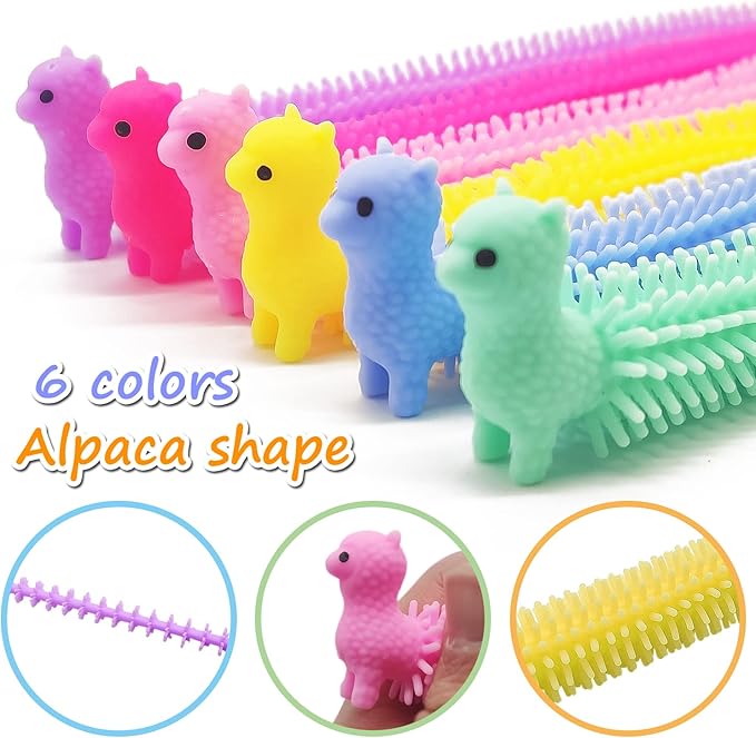 18 Pcs Stretchy String Toys,Alpaca Fidget Sensory Toy,Squeeze Pull Noodles for Boys,Girls,Adults,Party Favors Prizes,Calm Relax