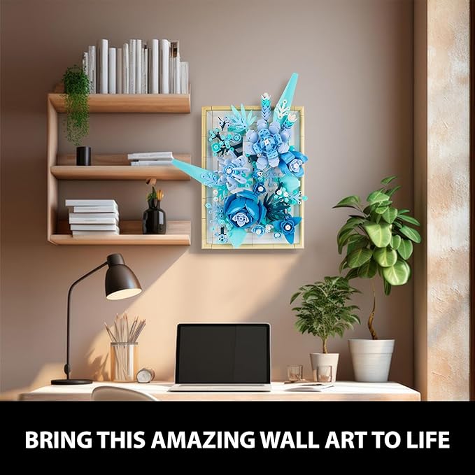 Flowers Building Set for Adults, Compatible with Lego Flowers Roses Plants Picture Frame, Botanical Collection Wall Art Home Office Decor, Ideas Gift Building Toy for Boys Girls (728 PCS)