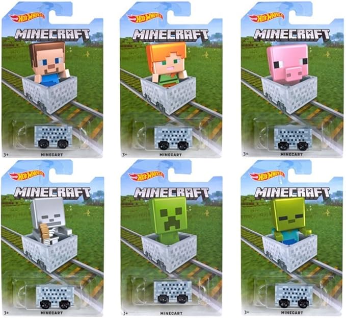 Hot Wheels 1:64 Minecraft Minecart (Assorted Character Cards) 6PCS