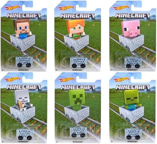 Hot Wheels 1:64 Minecraft Minecart (Assorted Character Cards) 6PCS