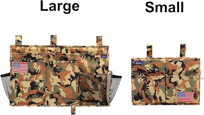 Surblue Bedside Caddy Hanging Organizer Storage Bag Pocket for Bunk, Hospital, College Dorm Rooms, Baby Bed Rails, Camp - 8 Pockets (Large, Desert)