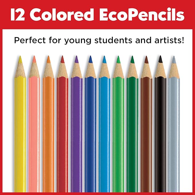 Faber-Castell Back to School Supplies Set - 12 DuoTip Markers, 12 Colored Ecopencils, Child Safe Scissors & Grip Trio Sharpener (Sharpener Color May Vary - Red/Blue)