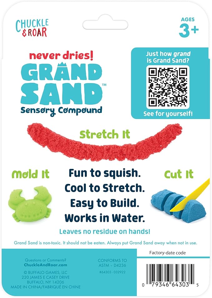 Chuckle & Roar - Grand Sand - Tactile Construction Sand - Educational Fun for Preschoolers - Fidget Arts and Crafts for Toddlers - Never Dries - Ages 3 and Up