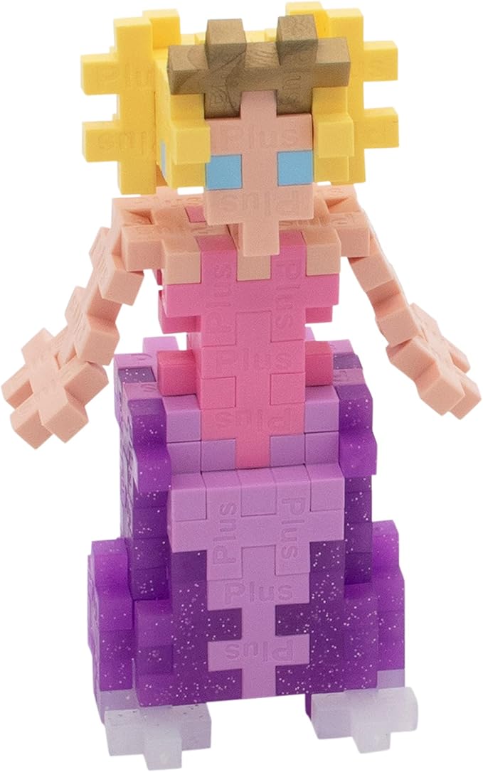 Plus Plus 3D Figure Building Block Set, Fun Stem Toys for Kids, 70 Interlocking Pieces - Princess Mini Maker Tube