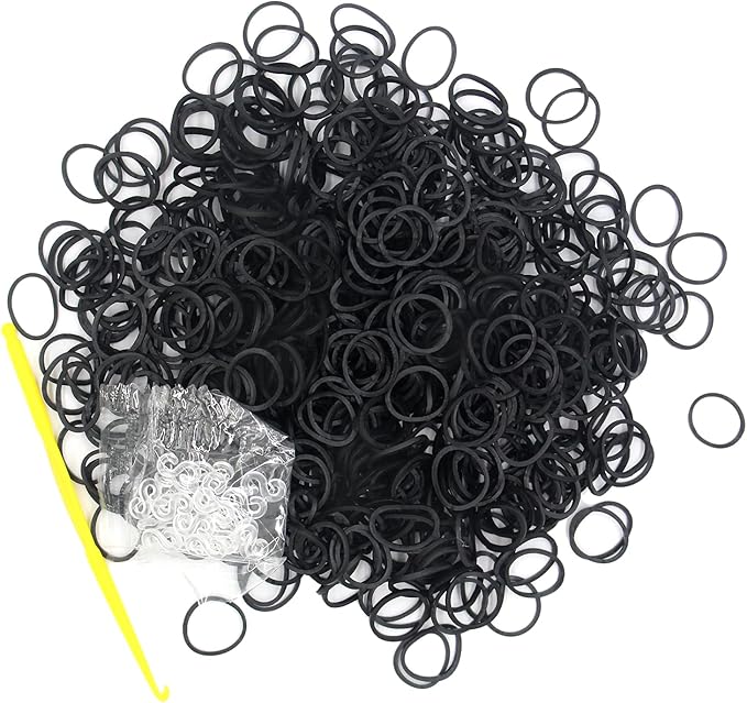 3000PCS Loom RubberBands Kit with 75 Clips,5 Hooks, Premium Bracelet Making Kit for Kids Weaving DIY Crafting Gift(Black)