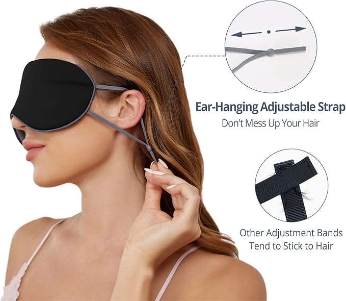 Sleeping Mask 2 Pack, Warm, Cool Double-Sided Use of Sleep Mask, Super Soft Blindfold with Adjustable Strap, Block Out Light, Comfort Sleep Eye Mask for Travel Meditation Nap Black