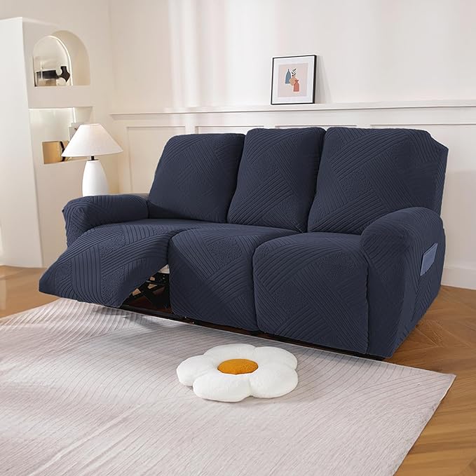 NORTHERN BROTHERS Recliner Sofa Covers 3 Seater - Reclining Sofa Covers Couch Covers for Reclining Couches Reclining Couch Covers, Deep Blue