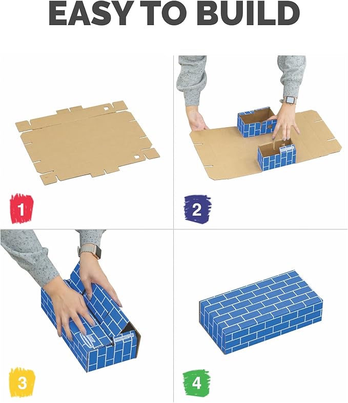 Bankers Box at Play Cardboard Building Blocks, 40 Pack, Large and Medium Montessori Toy Blocks for Kids and Families