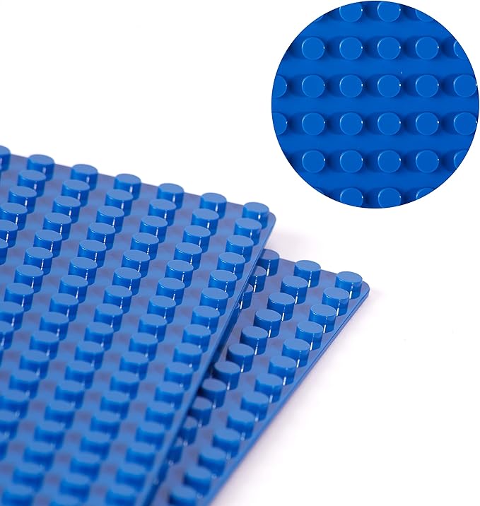 Apostrophe Games Building Blocks Base Plates Compatible with All Major Brands – 2 Pack, 10 x 10 Inches Baseplate for Building Bricks – Durable and Sturdy Baseplates (2X Blue)