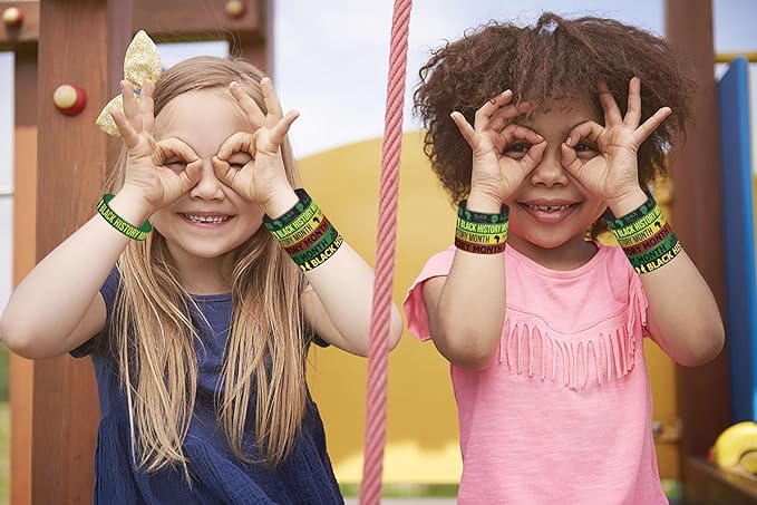 48PCS Happy Black History Month Party Silicone Wristband Bracelets - Black Freendom Day Party Decorations Gifts African Afro American Festival Party Favors Supplies