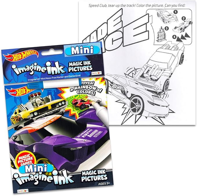 Imagine Ink Coloring Book Bundle Including 3 No Mess Magic Ink Activity Books Featuring Hot Wheels, Paw Patrol, and Despicable Me Minions and Stickers
