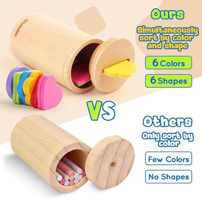 Richtim Montessori Toys for 1-3 Year Old: Color Sorting Wooden Drawer Box Toy for Toddlers, Object Permanence and Fine Motor Sensory Toy (One Size)