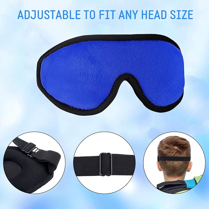 2 Pieces 3D Sleep Mask for Kids Memory Foam Contoured Eye Mask, Travel Sleep Eye Cover with Adjustable Strap, 3D Blindfolds(Blue and Green)