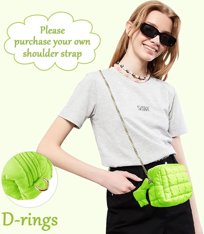 Puffer Quilted Makeup Bag Cosmetic Bags,Puffy Travel Toiletry Pouch for Women,Cute Checkered Zipper Bag Travel Essential,Portable Aesthetic Make up Organizer Bag for Gifts Work Daily(LightGreen,S)