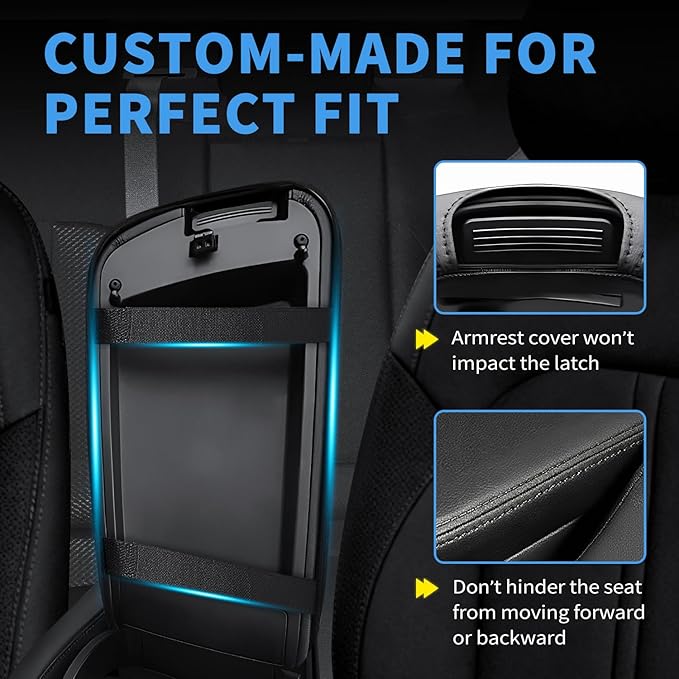 Asgohme Center Console Armrest Cover Compatible with Kia Optima 2016-2020 Accessories, Premium Leather Arm Rest Cover Pad, Car Middle Console Cover (Black)