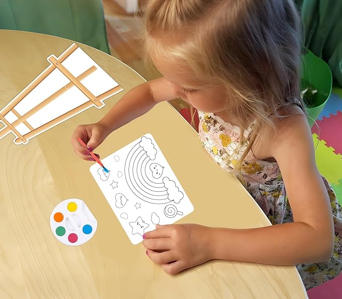 24 Pcs Easel Valentines Day Cards for Kids School with Mini Watercolor Paint Sets for Classroom Exchange, Valentines Gifts Party Favors for Boys Girls