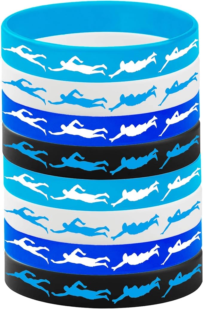 48PCS Swimming Rubber Bracelet Party Favors -Swimming Silicone Wristband Party Supplies Decorations Swimming Action Sport Themed Birthday Baby Shower Party