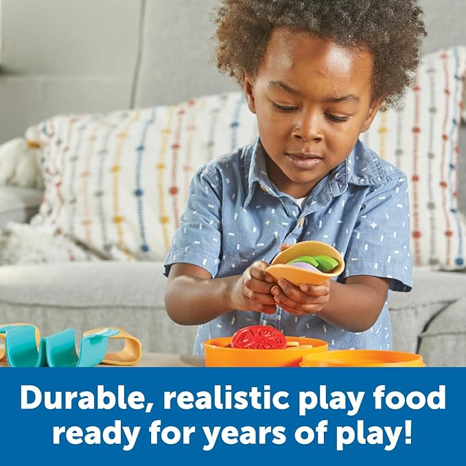 Learning Resources New Sprouts Taco Night! 28 Pieces - Play Food for Kids Ages 18+ Months, Grocery Store Pretend Play Toys, Play Kitchen Accessories