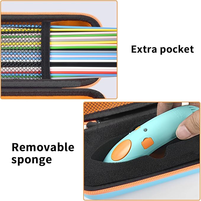 GWCASE Case Compatible with 3Doodler Start+ Essentials for 3D Pen Set for Kids, Storage Organizer Carrying Holder Fit for Printing Pens, Plastic Refill Blister, Micro-USB Charger (Box Only) -Blue