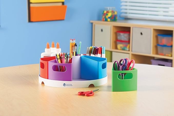 Learning Resources Create a Space Storage Center - 10 Piece set Desk Organizer for Kids, Art Organizer for Kids, Crayon Organizer, Homeschool Organizers and Storage