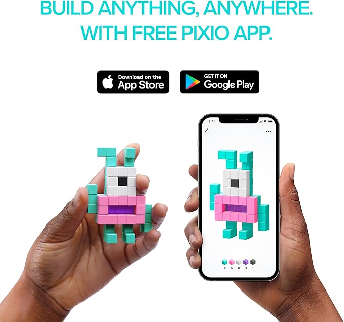 PIXIO Bright Animals - Magnetic Building Blocks for Kids Over 6 Years, Pixel Art, STEM Magnet Toys for Kids Ages 8-12, Portable Magnetic Blocks for Creativity - 162 pcs