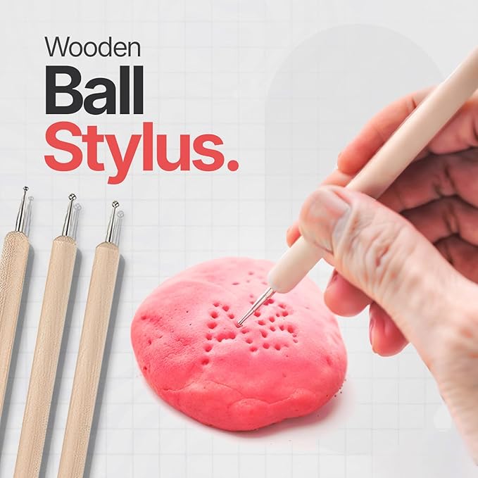 Clay Tools Kit, 25-Piece Pottery Tools with Storage Bag, Air Dry Clay Tools for Kids & Adults, Polymer Clay Tools for Pottery, Dotting, Modeling, Carving, Shaping and Crafting