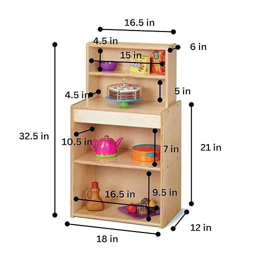 Jonti-Craft Young Time 7081YT Play Kitchen Cupboard - Kids Wooden Toy Cupboard