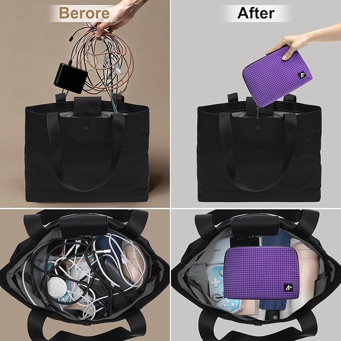 SIMTOP Cord Organizer Travel Small Tech Bag Pouch Case for Cords, Charger, Hard Drive, Power Bank – Water-Resistant Electronics Organizer, Small Portable Gadget Case for Travel