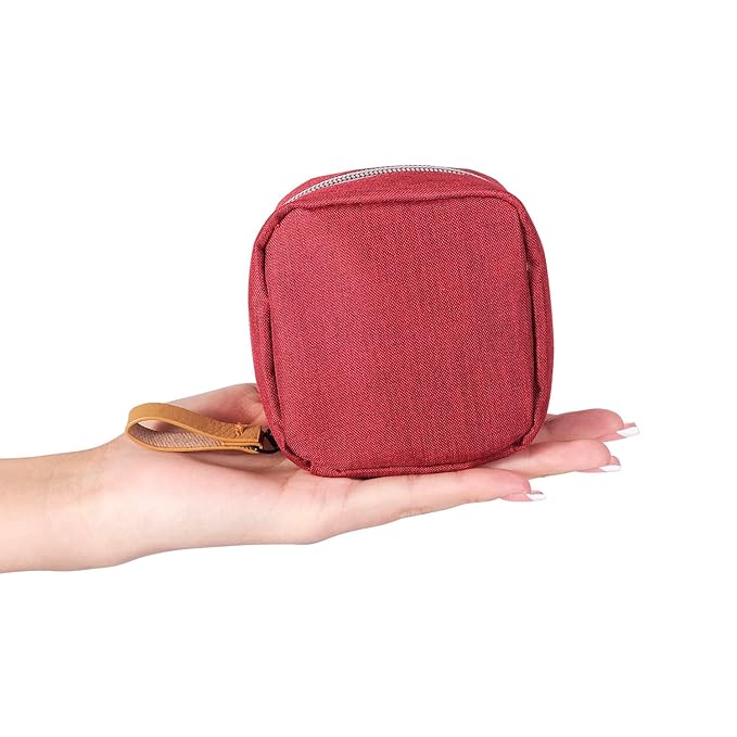 Hekyip Mini Cosmetic Bag, Travel Makeup Pouch, Portable Waterproof Cosmetic Pouch for Ladies Women, Mini (Mini Red)