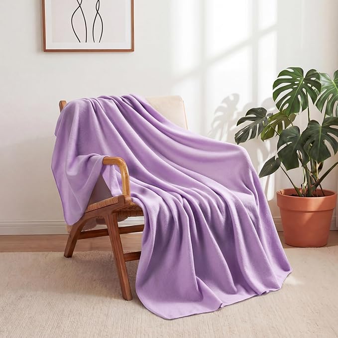 Buryeah 10 Pcs Fleece Blanket Bulk Soft Warm Blankets Cozy Fleece Lightweight Throw Blankets Plush Pet Throw Blanket for Home Bed Sofa Office Wedding Gifts Travel(50" X 60",Taro Purple)