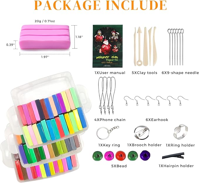 Artecho Polymer Clay, 82 Colors Modeling Clay for Kids, Christmas Earring Making Kit with Sculping Tools, Sculpey Clay Kit for Christmas Gifts